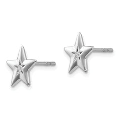 White Ice Sterling Silver Rhodium-plated Diamond Star Post Earrings