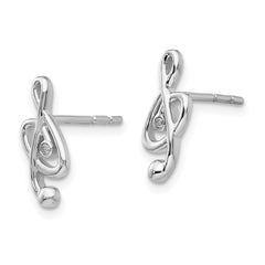 White Ice Sterling Silver Rhodium-plated Diamond Musical Post Earrings