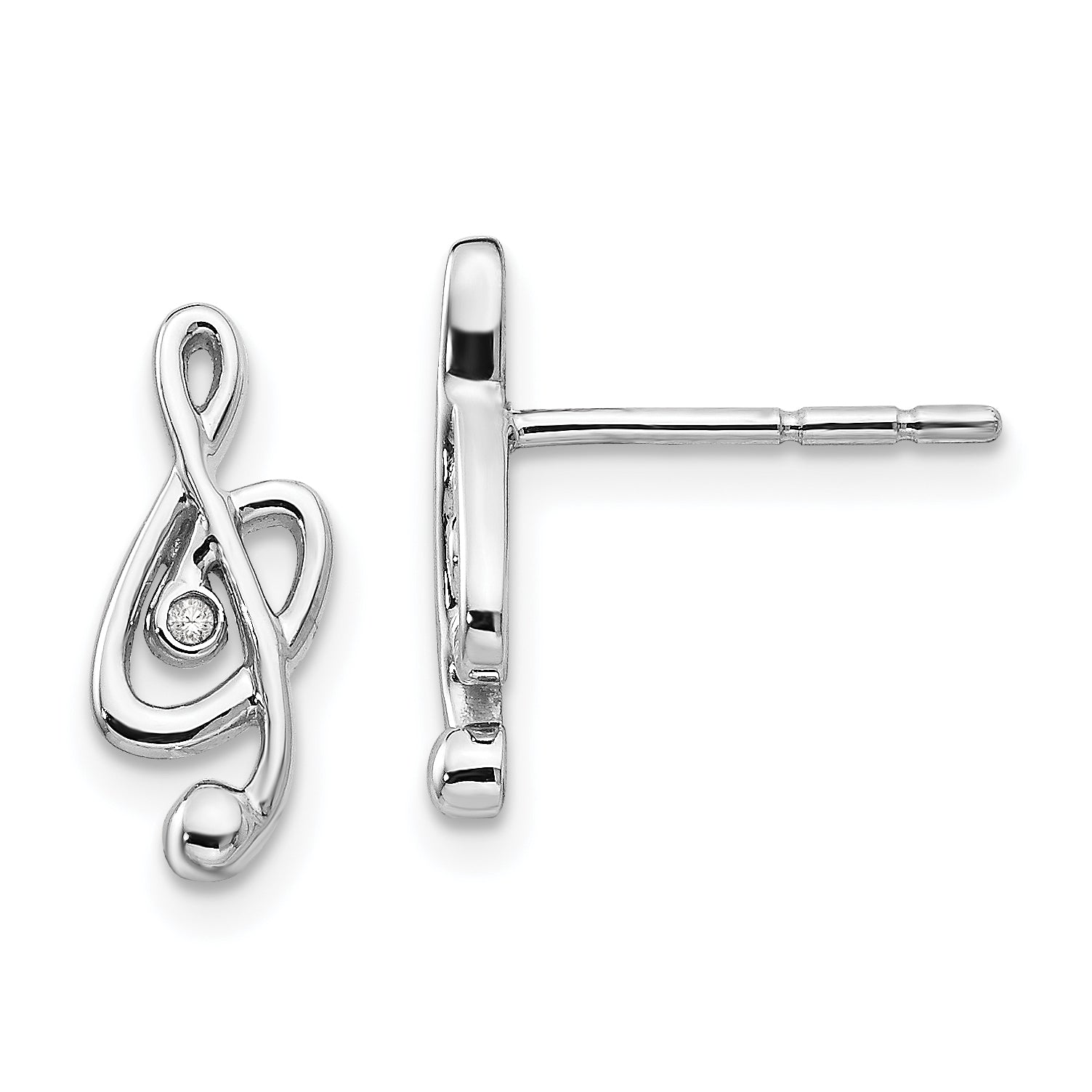 White Ice Sterling Silver Rhodium-plated Diamond Musical Post Earrings