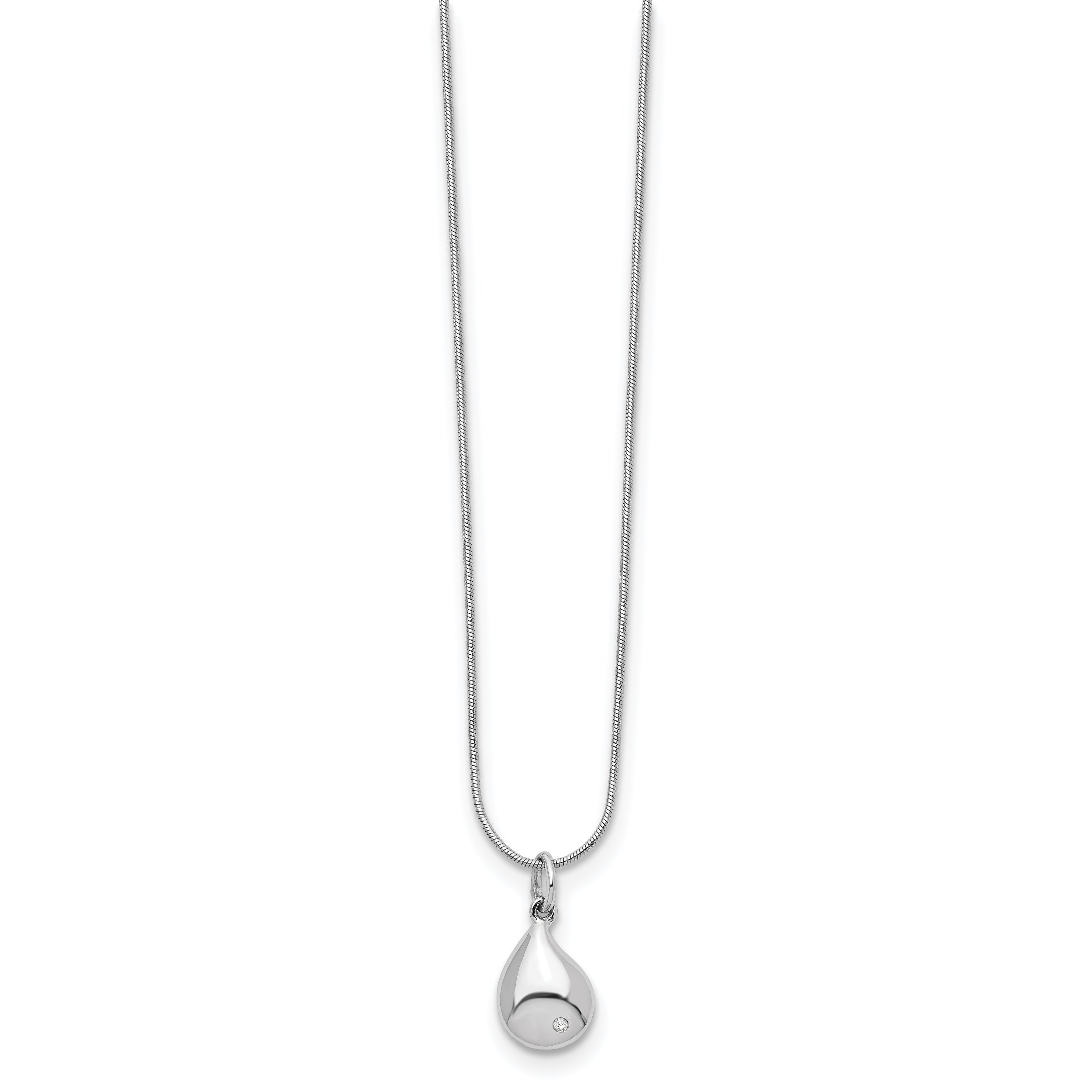 White Ice Sterling Silver Rhodium-plated 18 Inch Diamond Teardrop Necklace with 2 Inch Extender