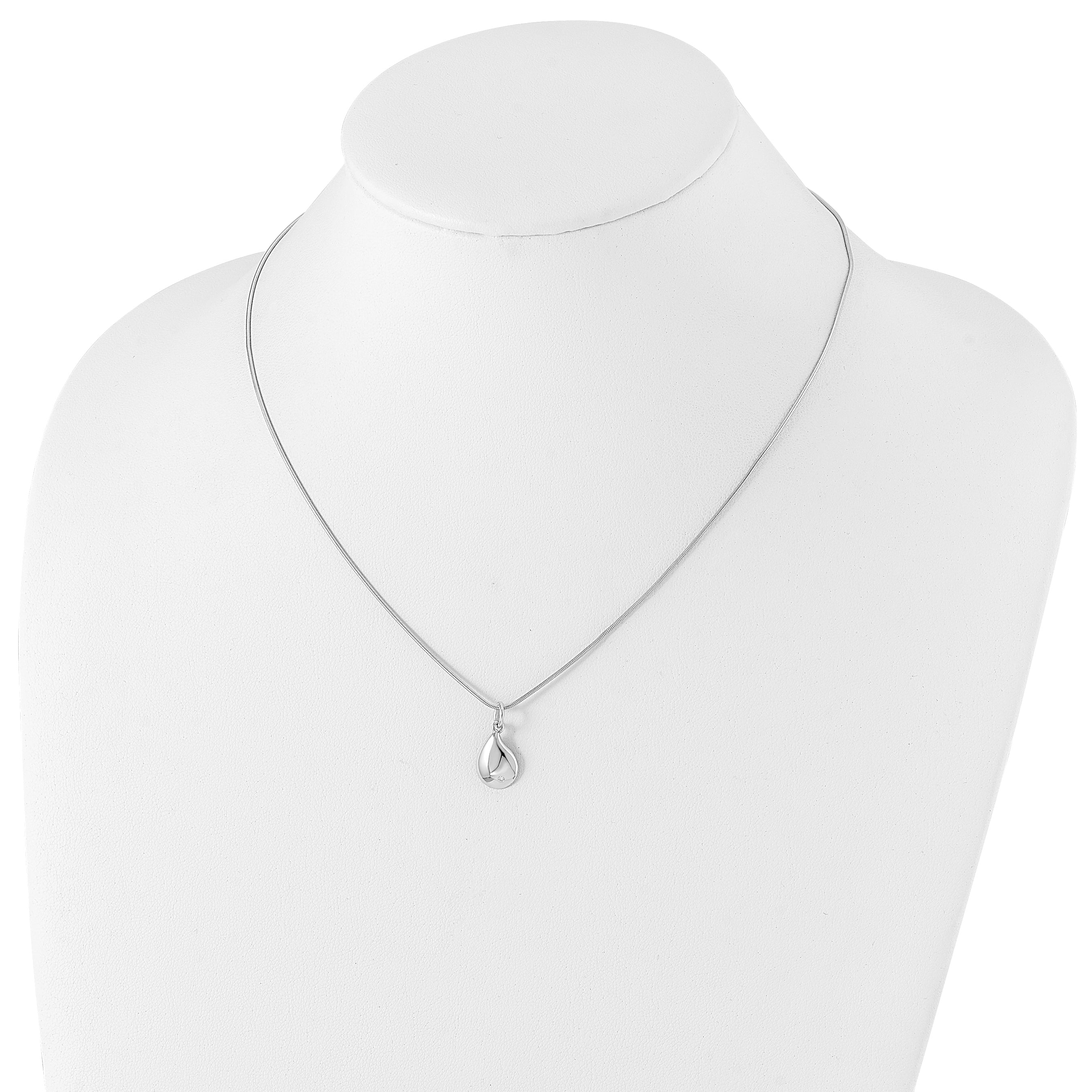 White Ice Sterling Silver Rhodium-plated 18 Inch Diamond Teardrop Necklace with 2 Inch Extender