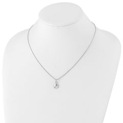 White Ice Sterling Silver Rhodium-plated 18 Inch Diamond Teardrop Necklace with 2 Inch Extender