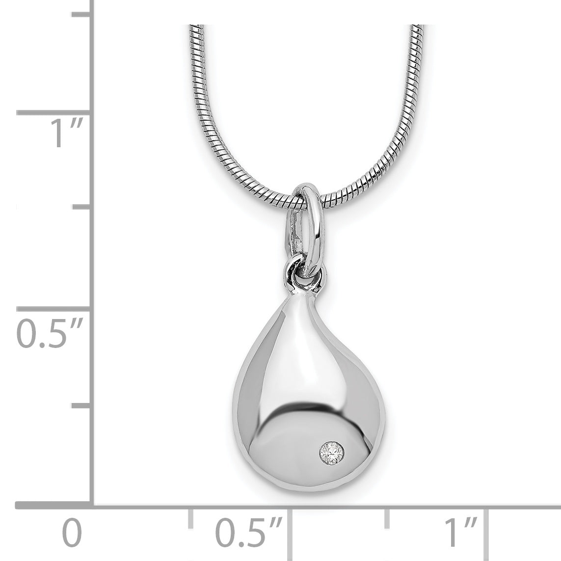 White Ice Sterling Silver Rhodium-plated 18 Inch Diamond Teardrop Necklace with 2 Inch Extender