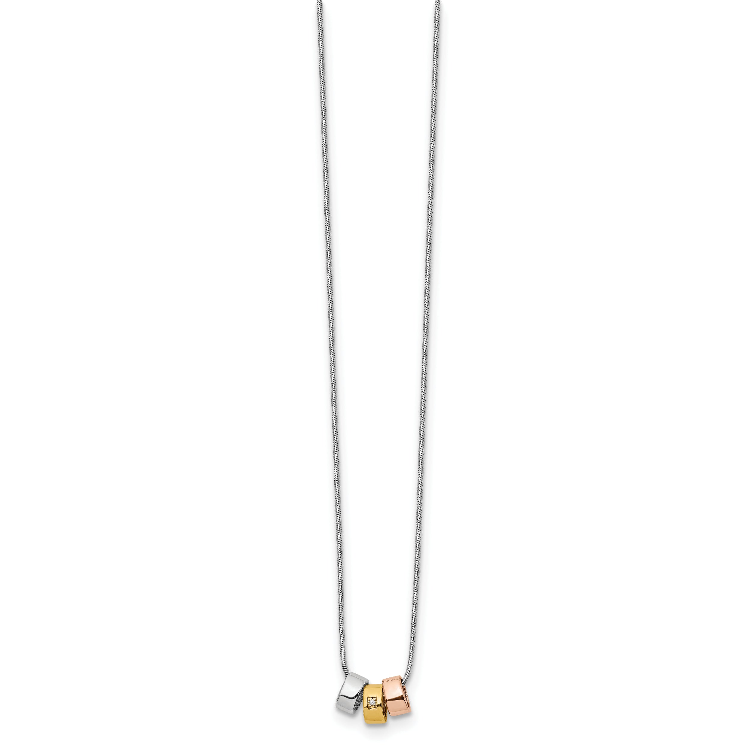 White Ice Sterling Silver Rhodium-plated Rose and Gold-tone 18 Inch Diamond Necklace with 2 Inch Extender