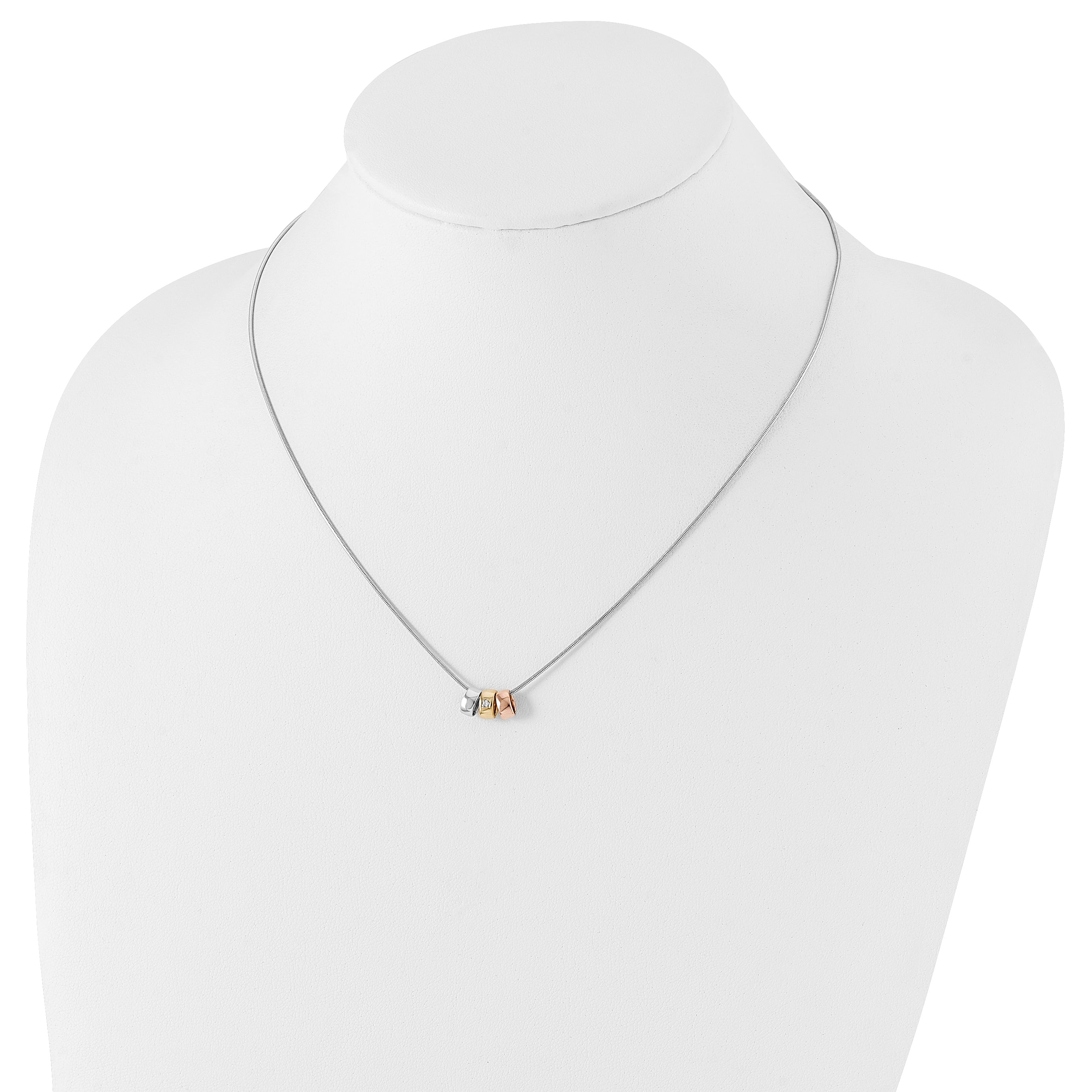 White Ice Sterling Silver Rhodium-plated Rose and Gold-tone 18 Inch Diamond Necklace with 2 Inch Extender