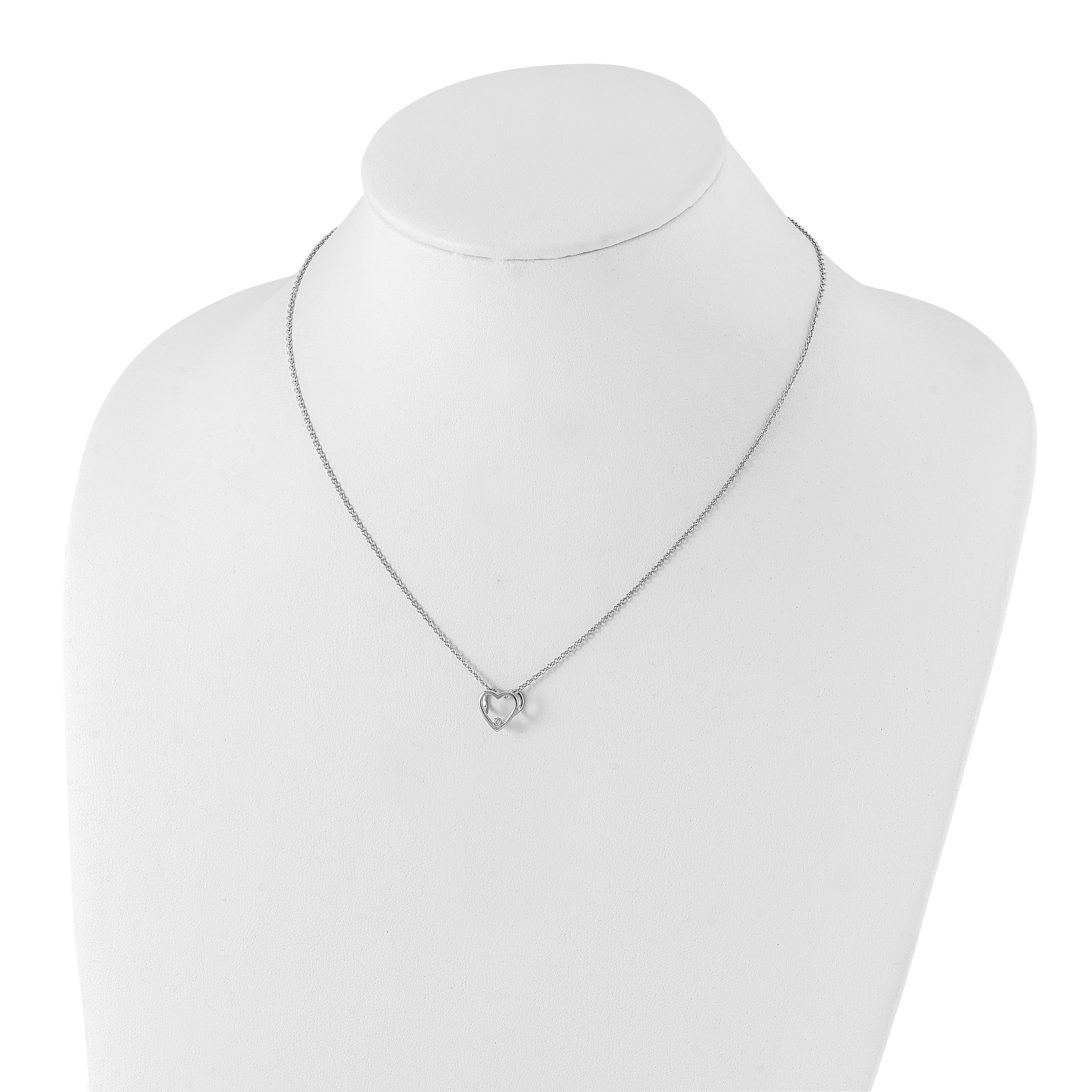 White Ice Sterling Silver Rhodium-plated 18 Inch Diamond Open Heart Necklace with 2 Inch Extender