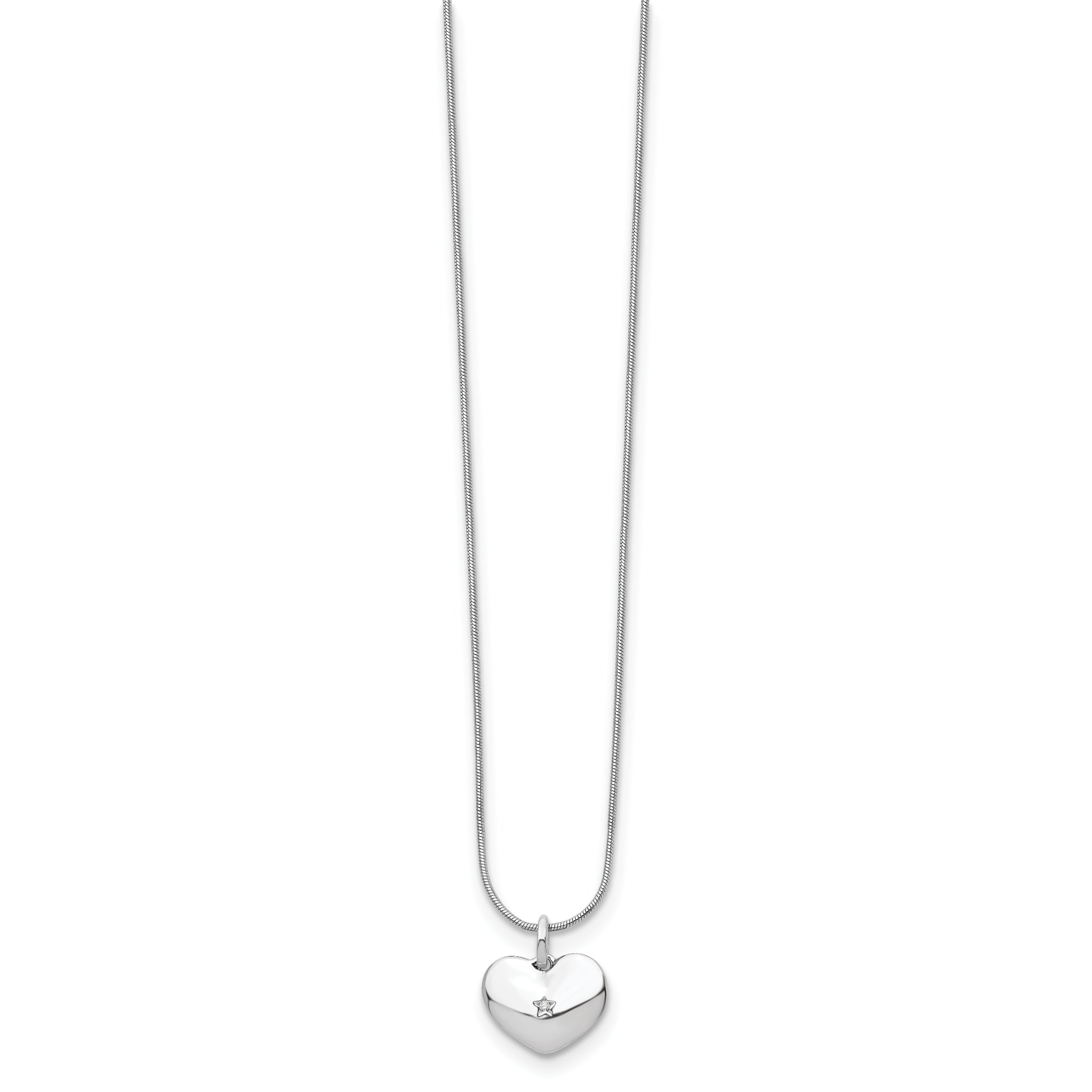 White Ice Sterling Silver Rhodium-plated 18 Inch Diamond Heart Necklace with 2 Inch Extender