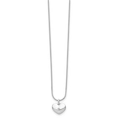 White Ice Sterling Silver Rhodium-plated 18 Inch Diamond Heart Necklace with 2 Inch Extender