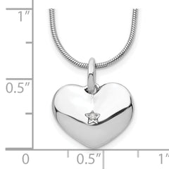 White Ice Sterling Silver Rhodium-plated 18 Inch Diamond Heart Necklace with 2 Inch Extender