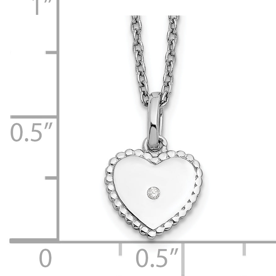 White Ice Sterling Silver Rhodium-plated 18 Inch Diamond Heart Necklace with 2 Inch Extender