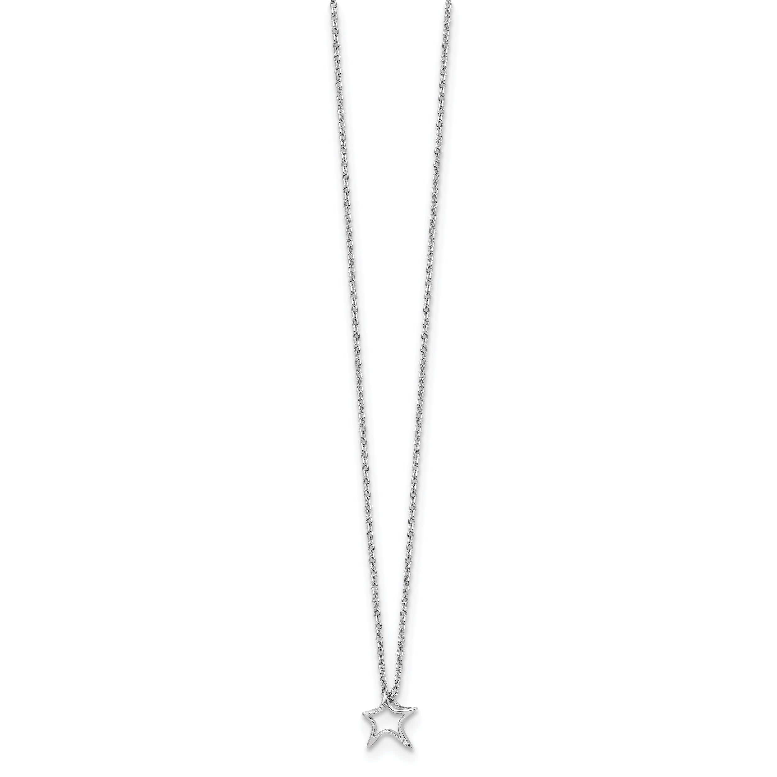 White Ice Sterling Silver Rhodium-plated 18 Inch Diamond Star Necklace with 2 Inch Extender