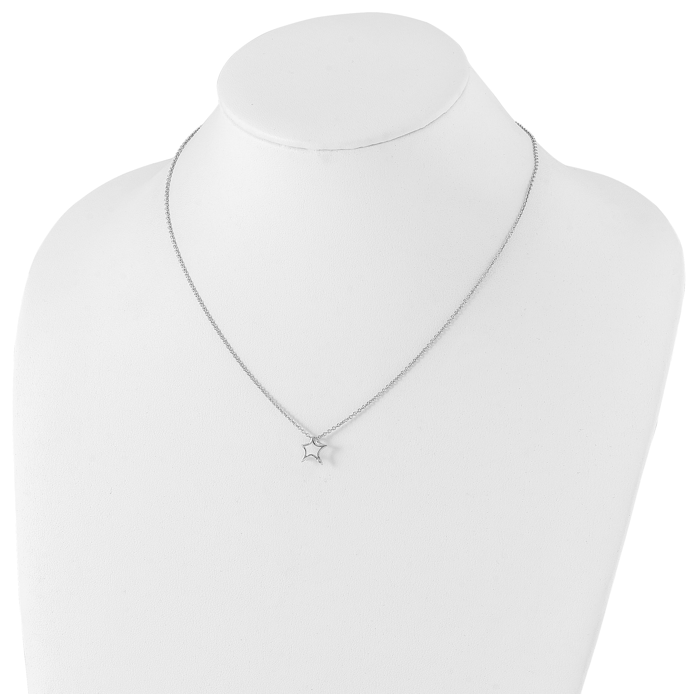 White Ice Sterling Silver Rhodium-plated 18 Inch Diamond Star Necklace with 2 Inch Extender