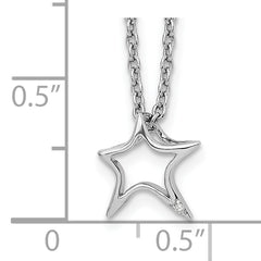 White Ice Sterling Silver Rhodium-plated 18 Inch Diamond Star Necklace with 2 Inch Extender