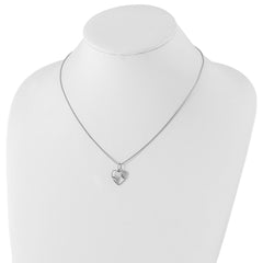 White Ice Sterling Silver Rhodium-plated 18 Inch Diamond Bird and Heart Necklace with 2 Inch Extender