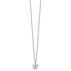 White Ice Sterling Silver Rhodium-plated 18 Inch Diamond Clover Necklace with 2 Inch Extender