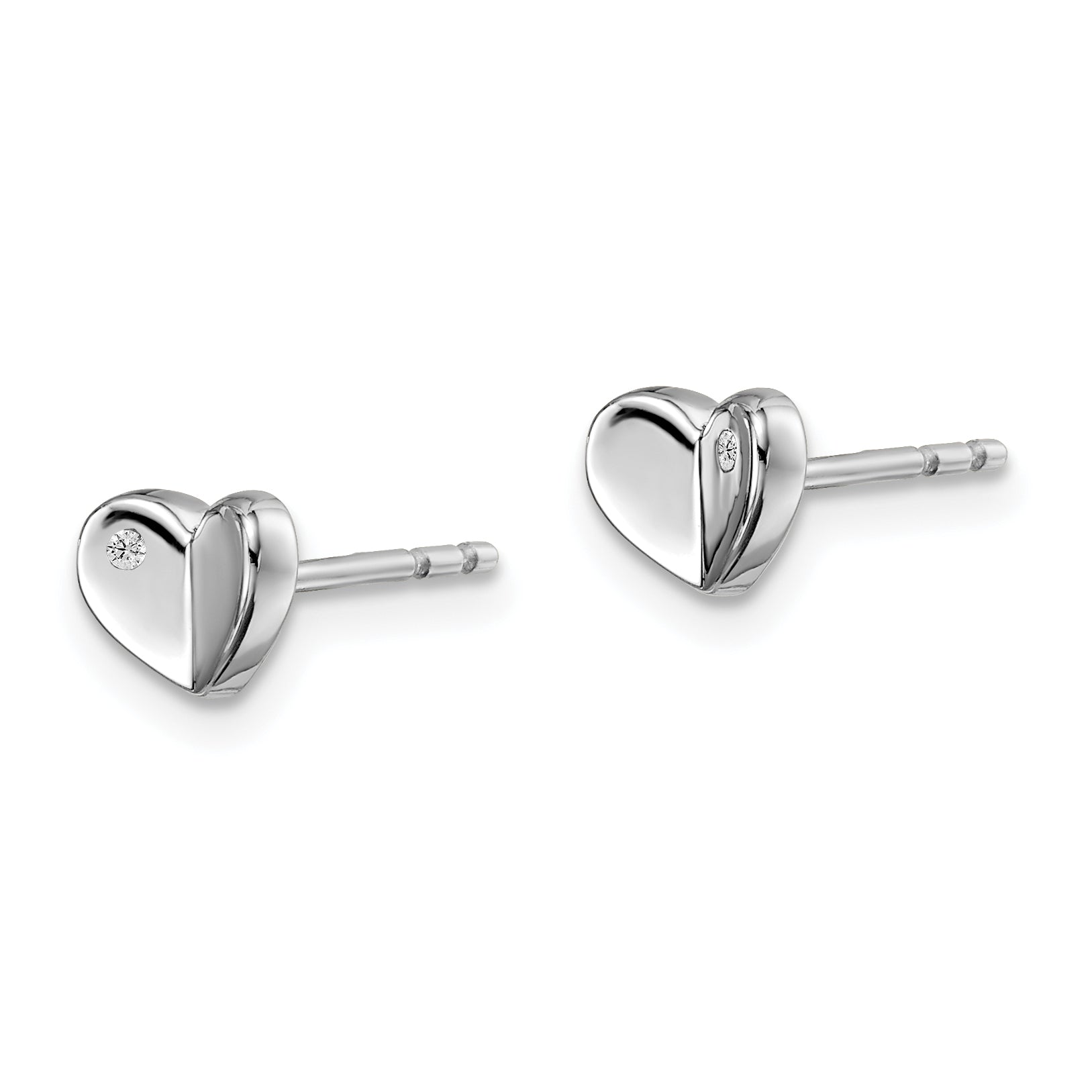 White Ice Sterling Silver Rhodium-plated Diamond Heart Post Earrings