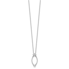 White Ice Sterling Silver Rhodium-plated 18 Inch Diamond Stars Necklace with 2 Inch Extender