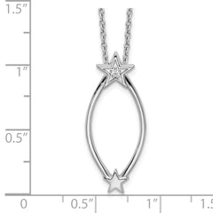 White Ice Sterling Silver Rhodium-plated 18 Inch Diamond Stars Necklace with 2 Inch Extender