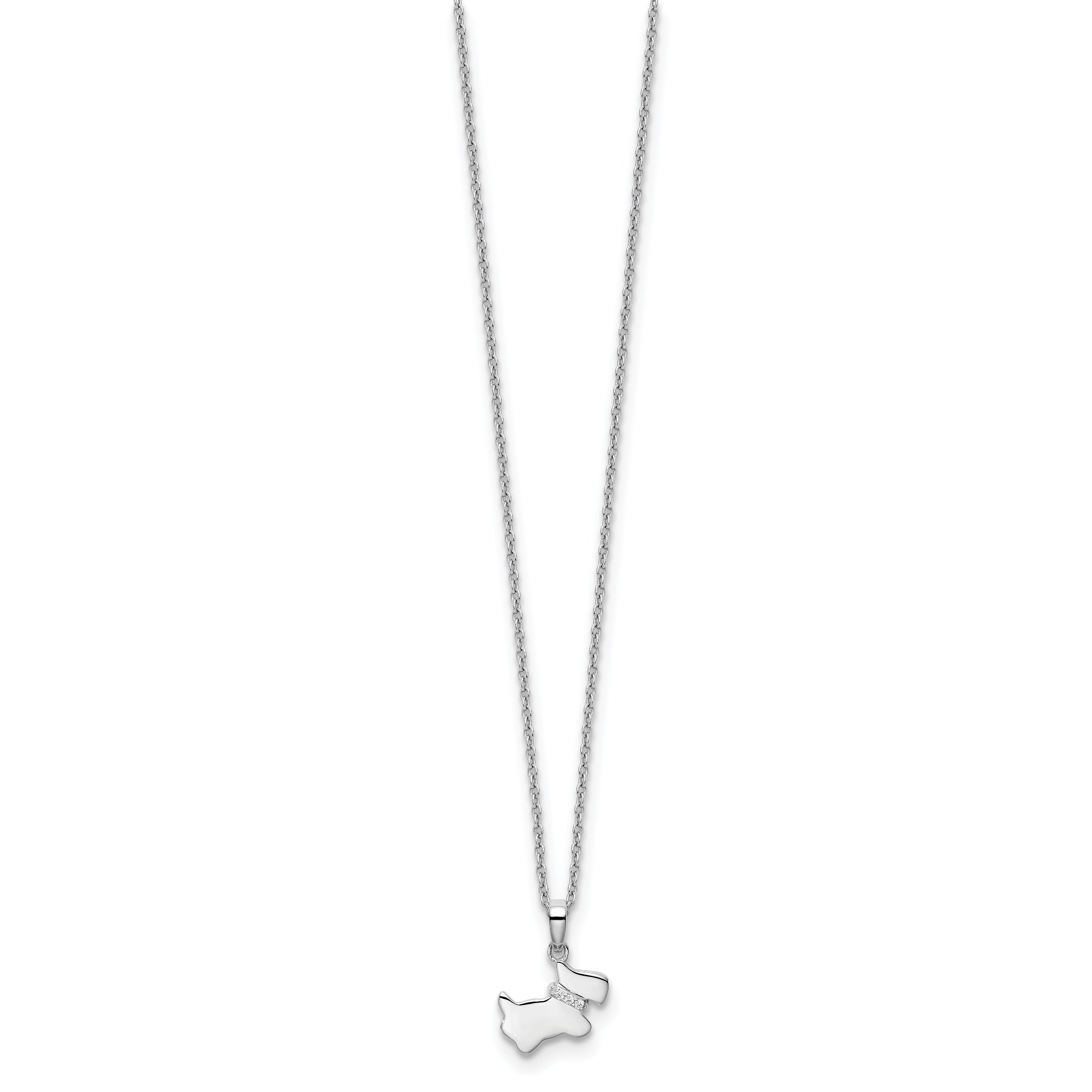 White Ice Sterling Silver Rhodium-plated 18 Inch Diamond Dog Necklace with 2 Inch Extender