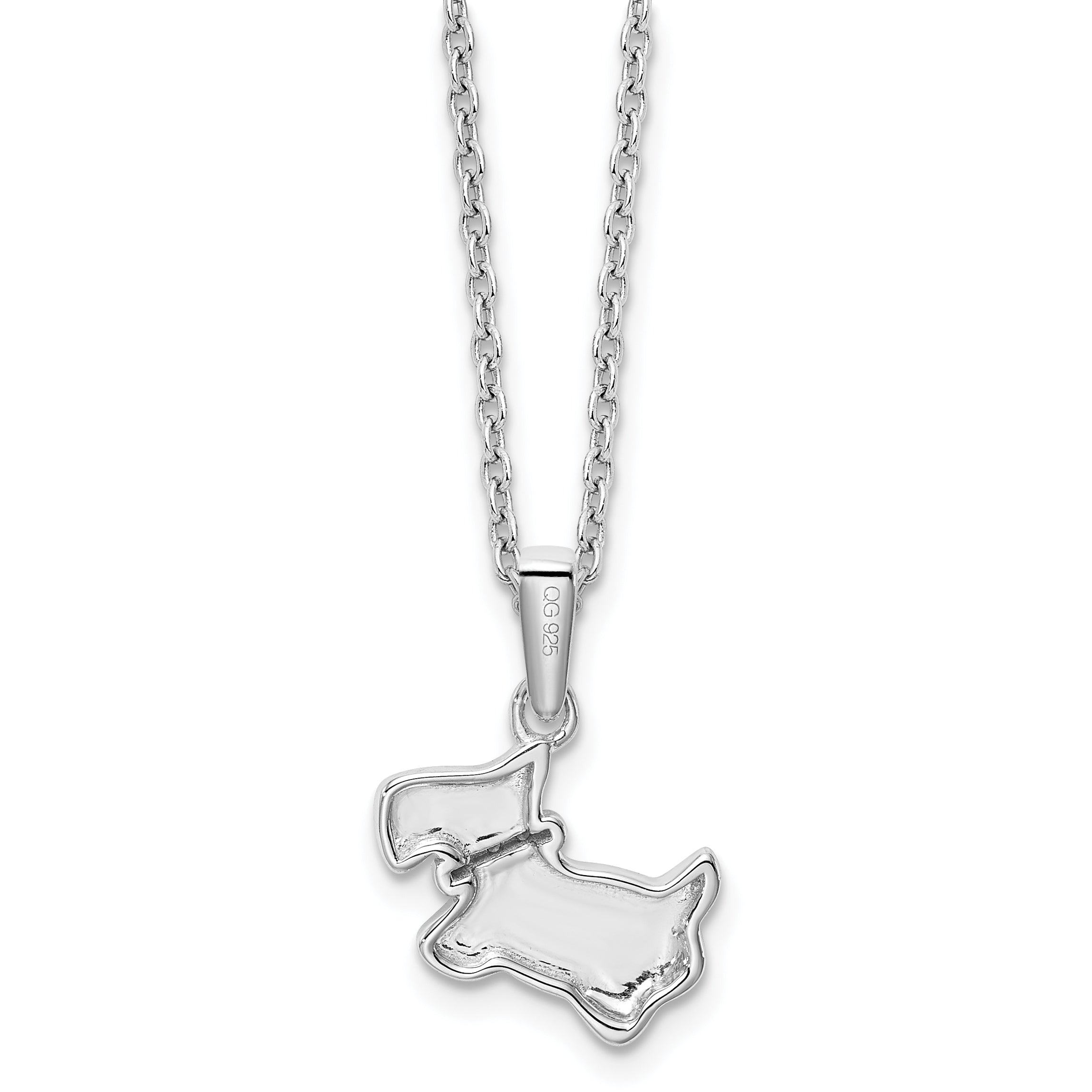 White Ice Sterling Silver Rhodium-plated 18 Inch Diamond Dog Necklace with 2 Inch Extender