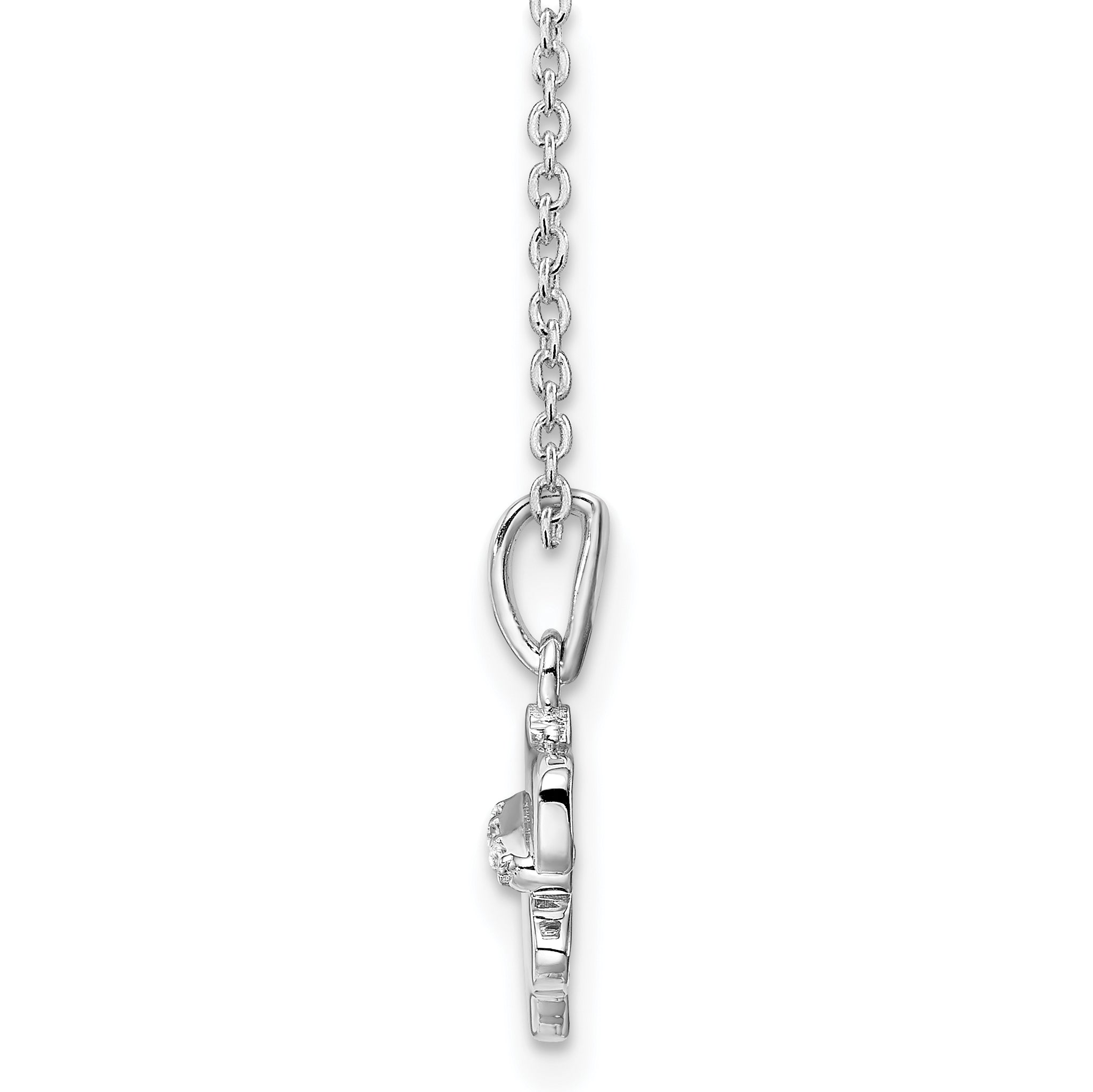 White Ice Sterling Silver Rhodium-plated 18 Inch Diamond Dog Necklace with 2 Inch Extender