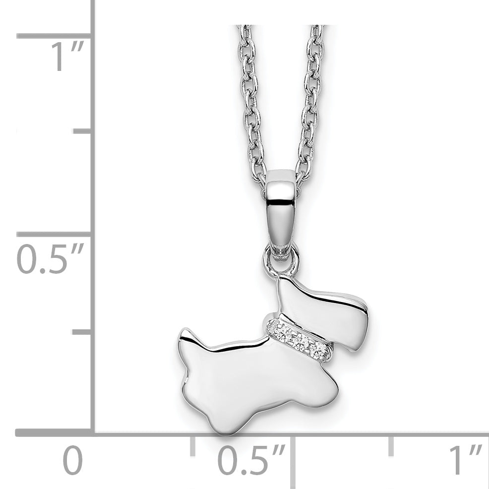 White Ice Sterling Silver Rhodium-plated 18 Inch Diamond Dog Necklace with 2 Inch Extender