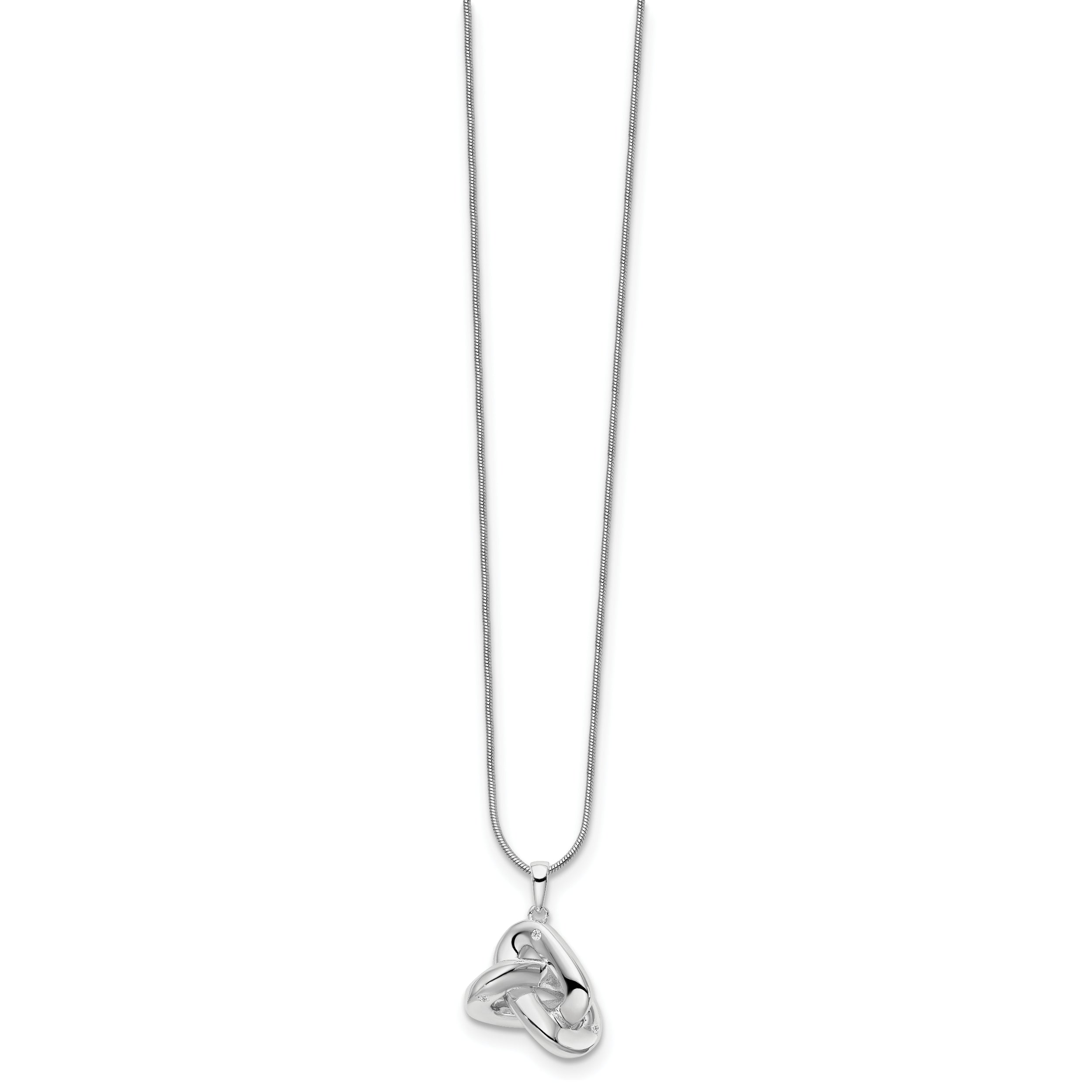 White Ice Sterling Silver Rhodium-plated 18 Inch Diamond Love Knot Necklace with 2 Inch Extender