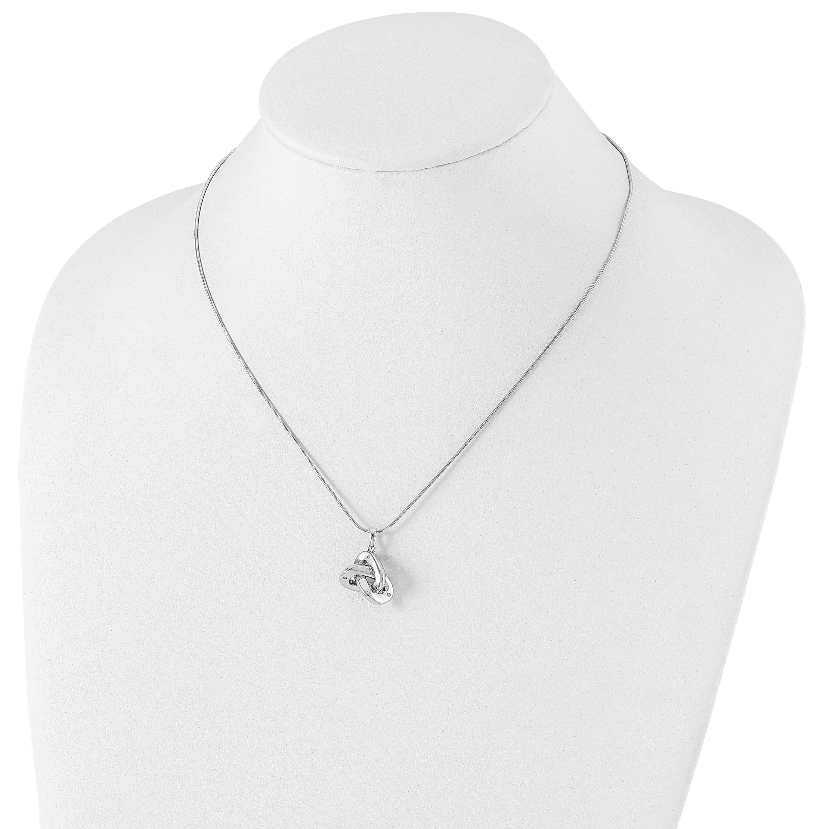 White Ice Sterling Silver Rhodium-plated 18 Inch Diamond Love Knot Necklace with 2 Inch Extender