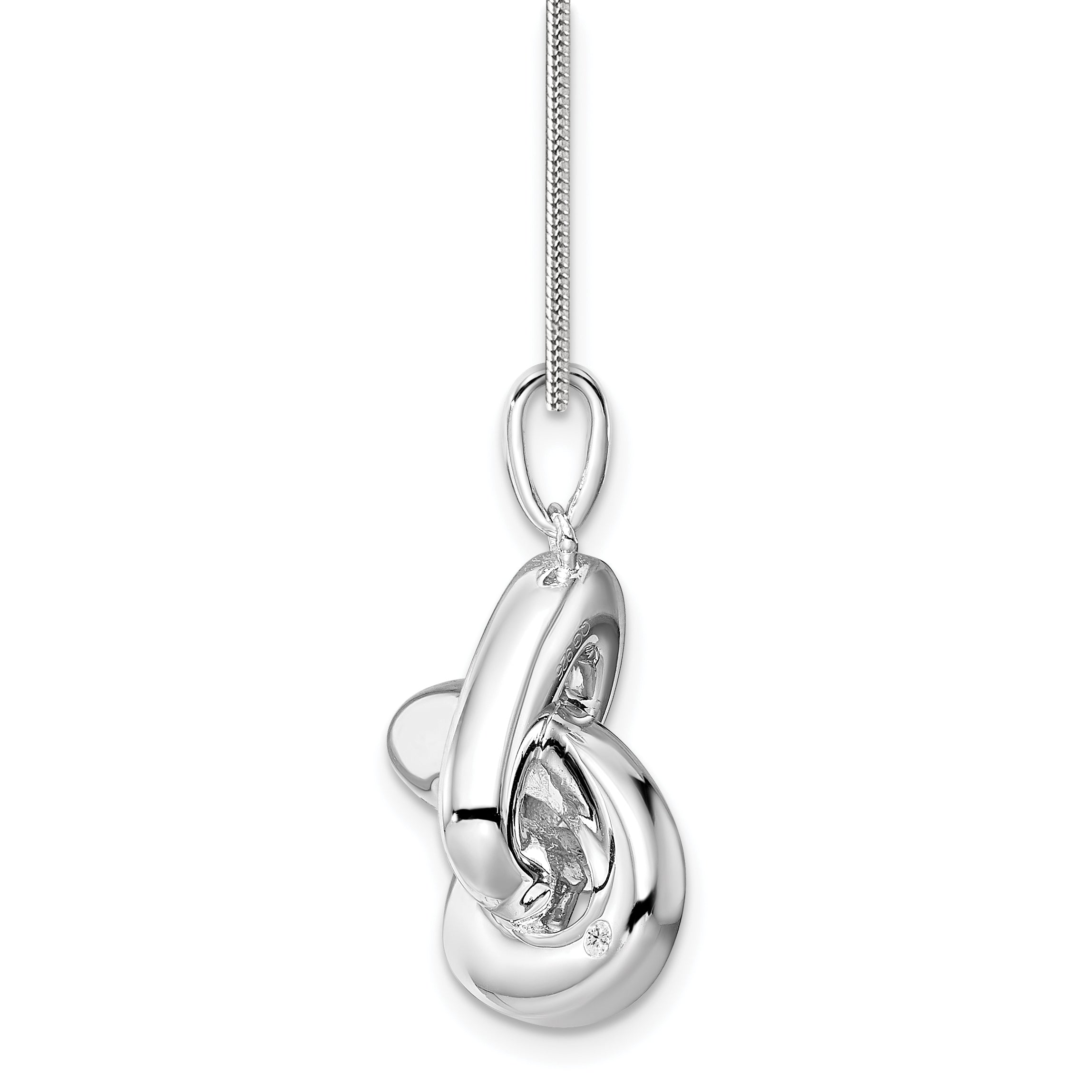 White Ice Sterling Silver Rhodium-plated 18 Inch Diamond Love Knot Necklace with 2 Inch Extender