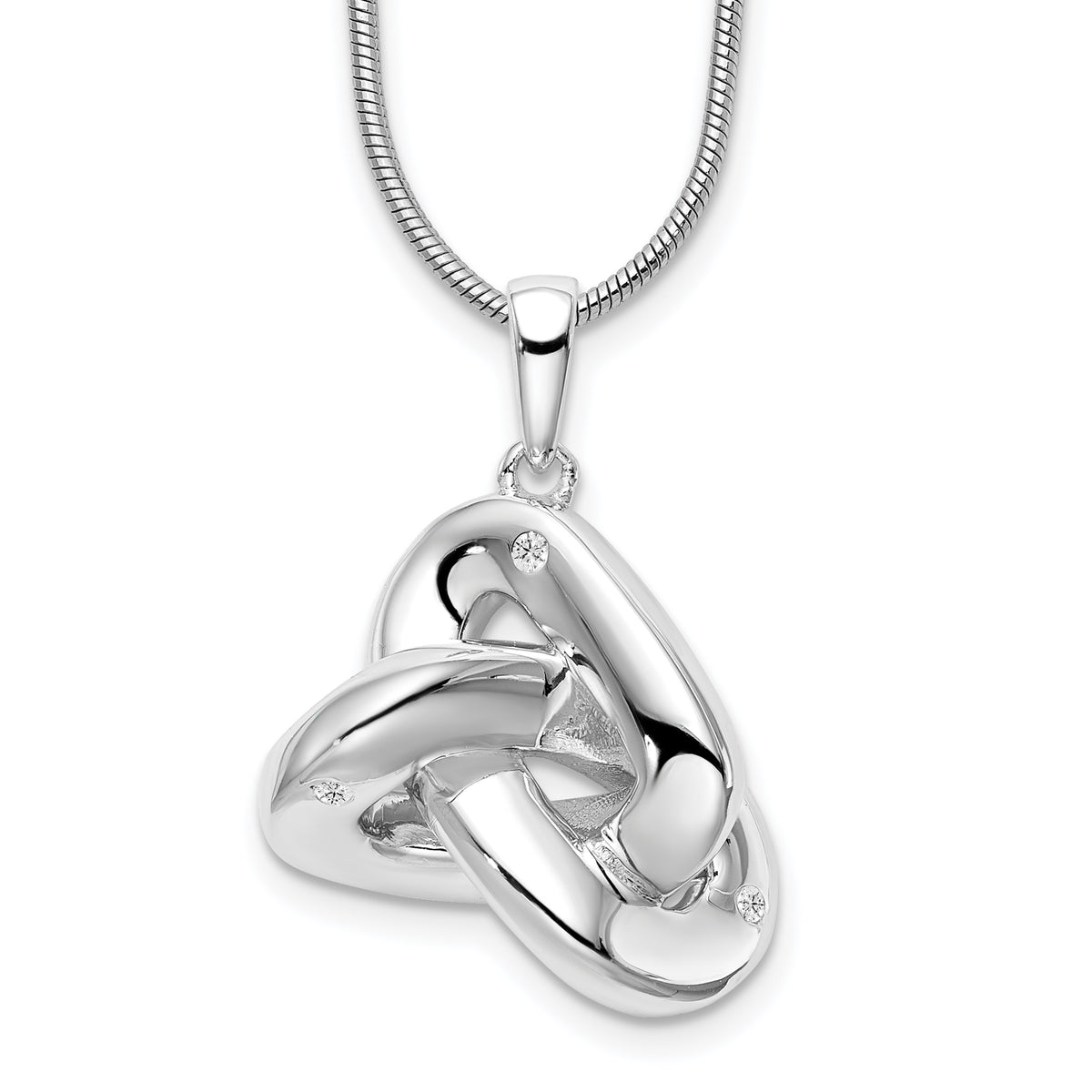 White Ice Sterling Silver Rhodium-plated 18 Inch Diamond Love Knot Necklace with 2 Inch Extender