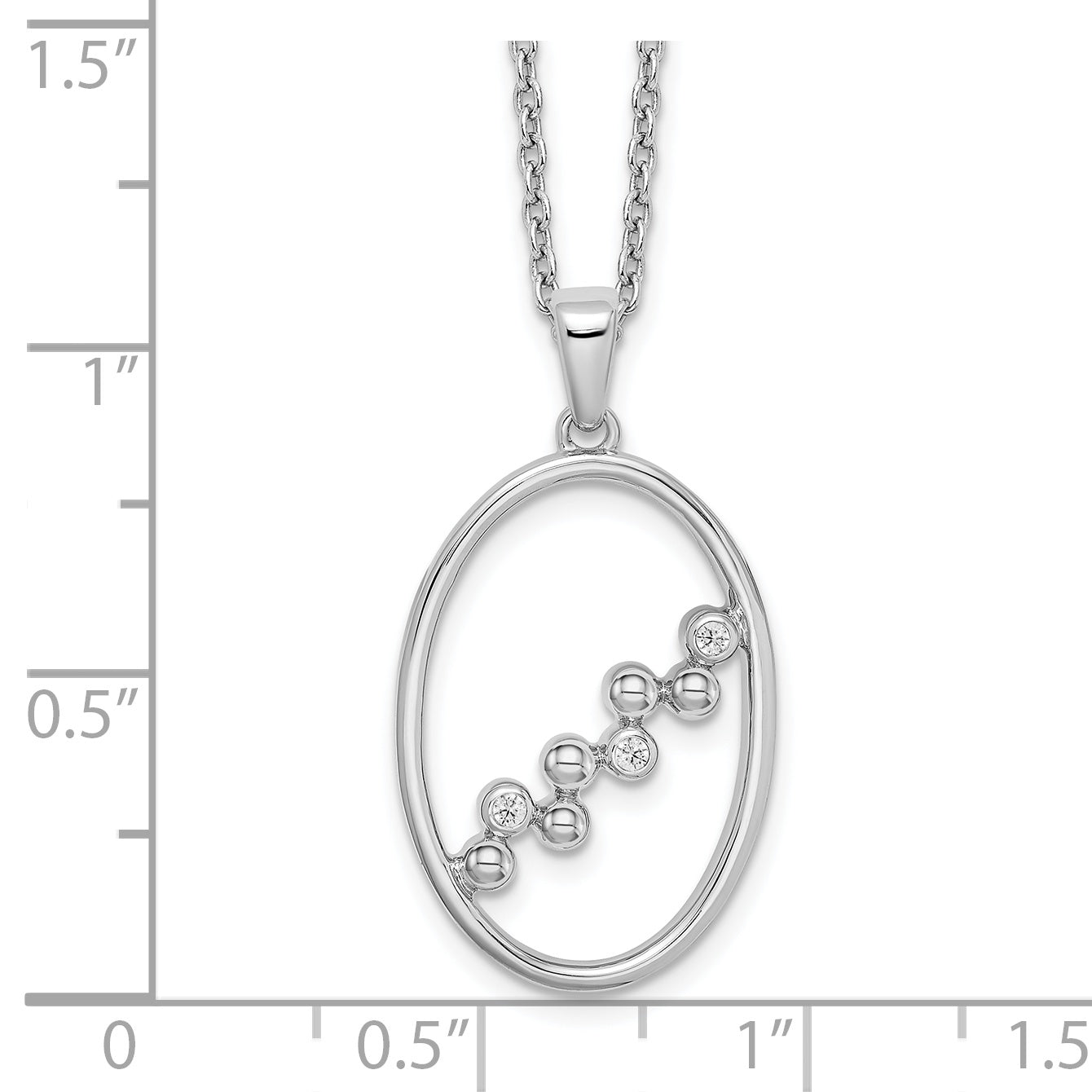 White Ice Sterling Silver Rhodium-plated 18 Inch Diamond Open Oval Necklace with 2 Inch Extender