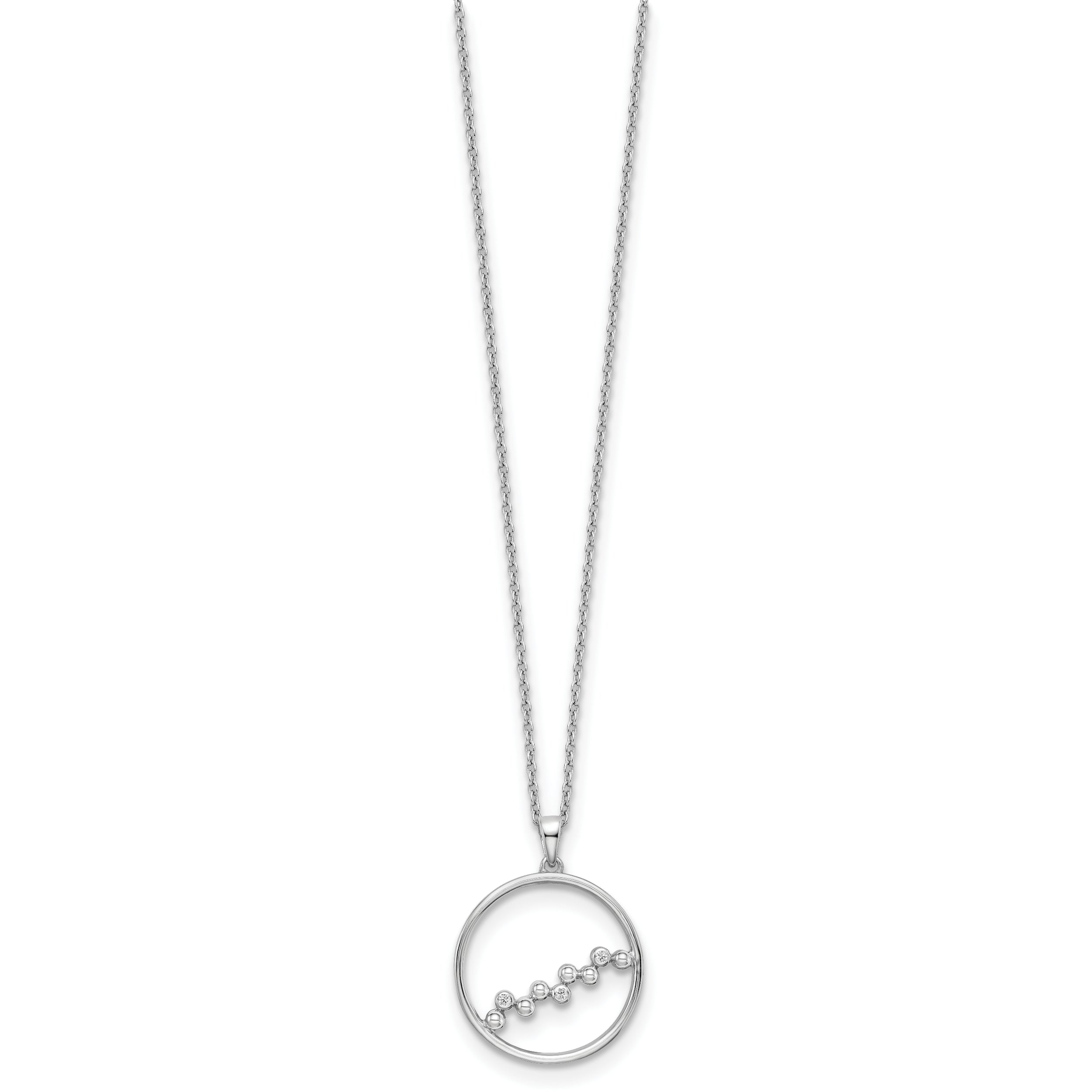 White Ice Sterling Silver Rhodium-plated 18 Inch Diamond Open Circle Necklace with 2 Inch Extender