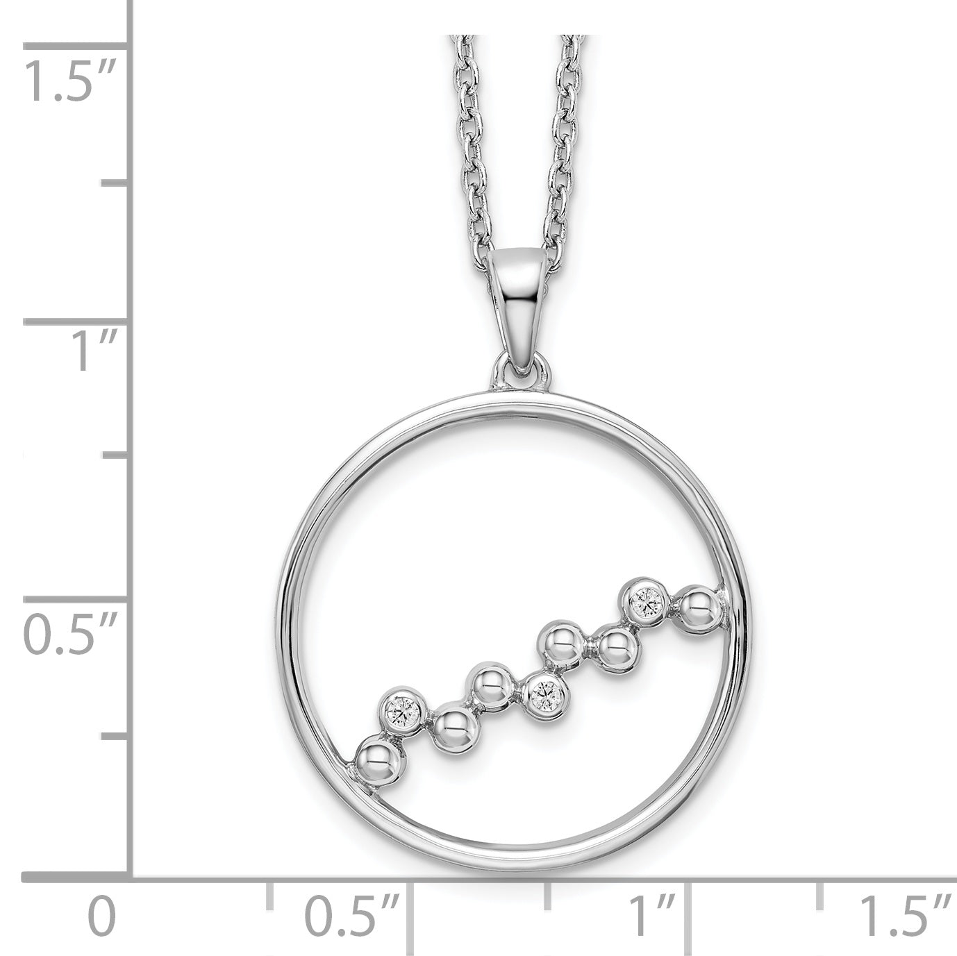 White Ice Sterling Silver Rhodium-plated 18 Inch Diamond Open Circle Necklace with 2 Inch Extender