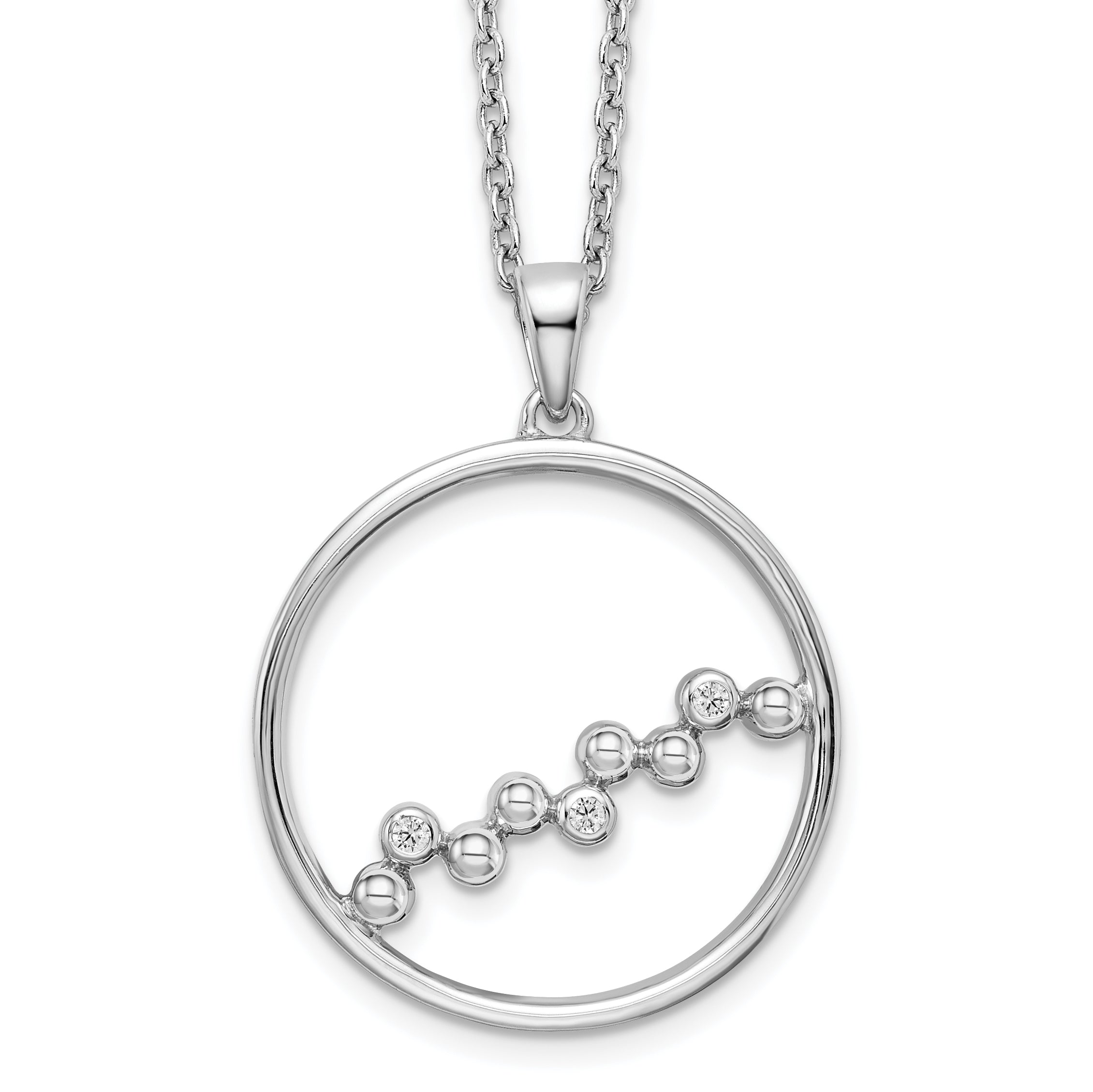 White Ice Sterling Silver Rhodium-plated 18 Inch Diamond Open Circle Necklace with 2 Inch Extender