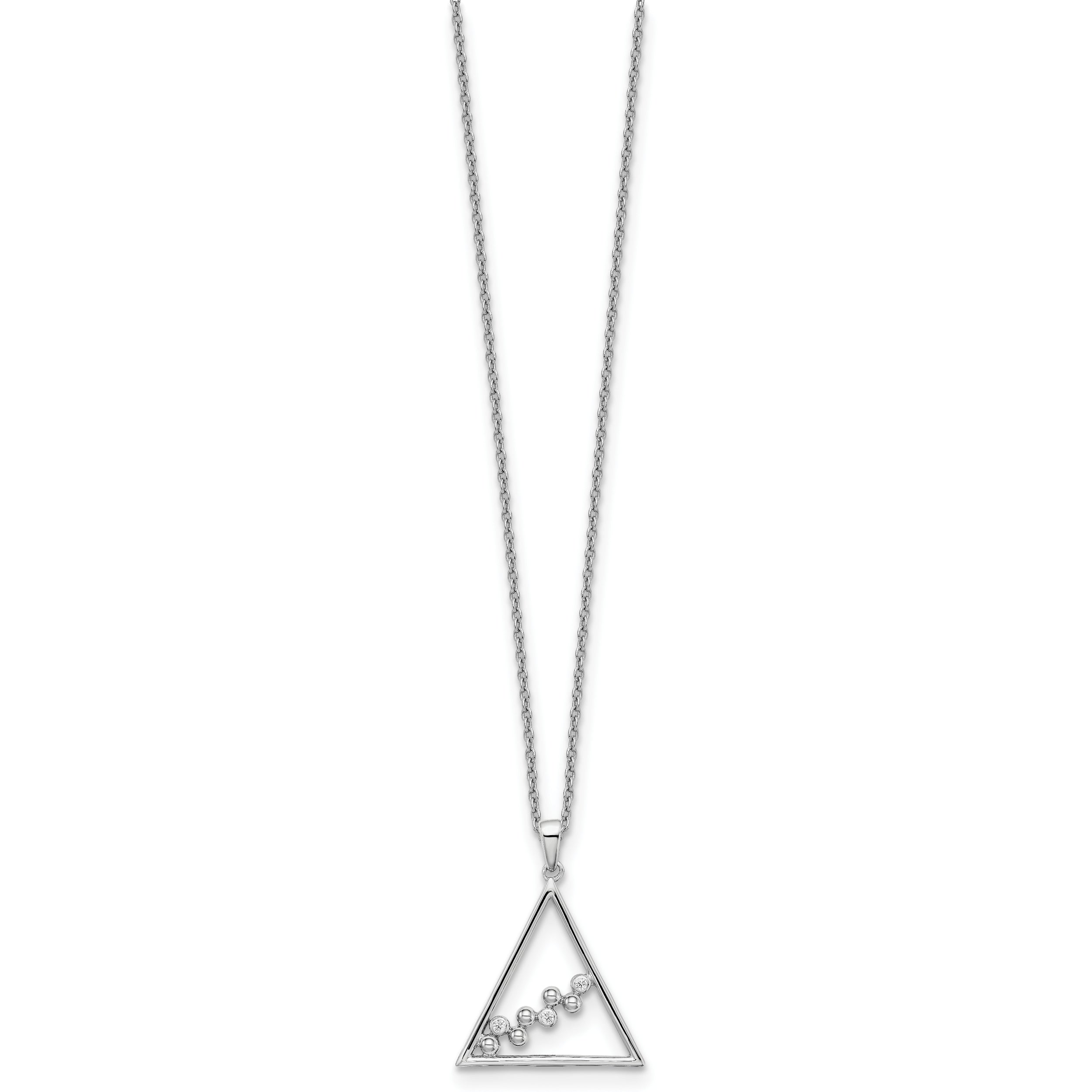 White Ice Sterling Silver Rhodium-plated 18 Inch Diamond Open Triangle Necklace with 2 Inch Extender