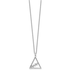 White Ice Sterling Silver Rhodium-plated 18 Inch Diamond Open Triangle Necklace with 2 Inch Extender