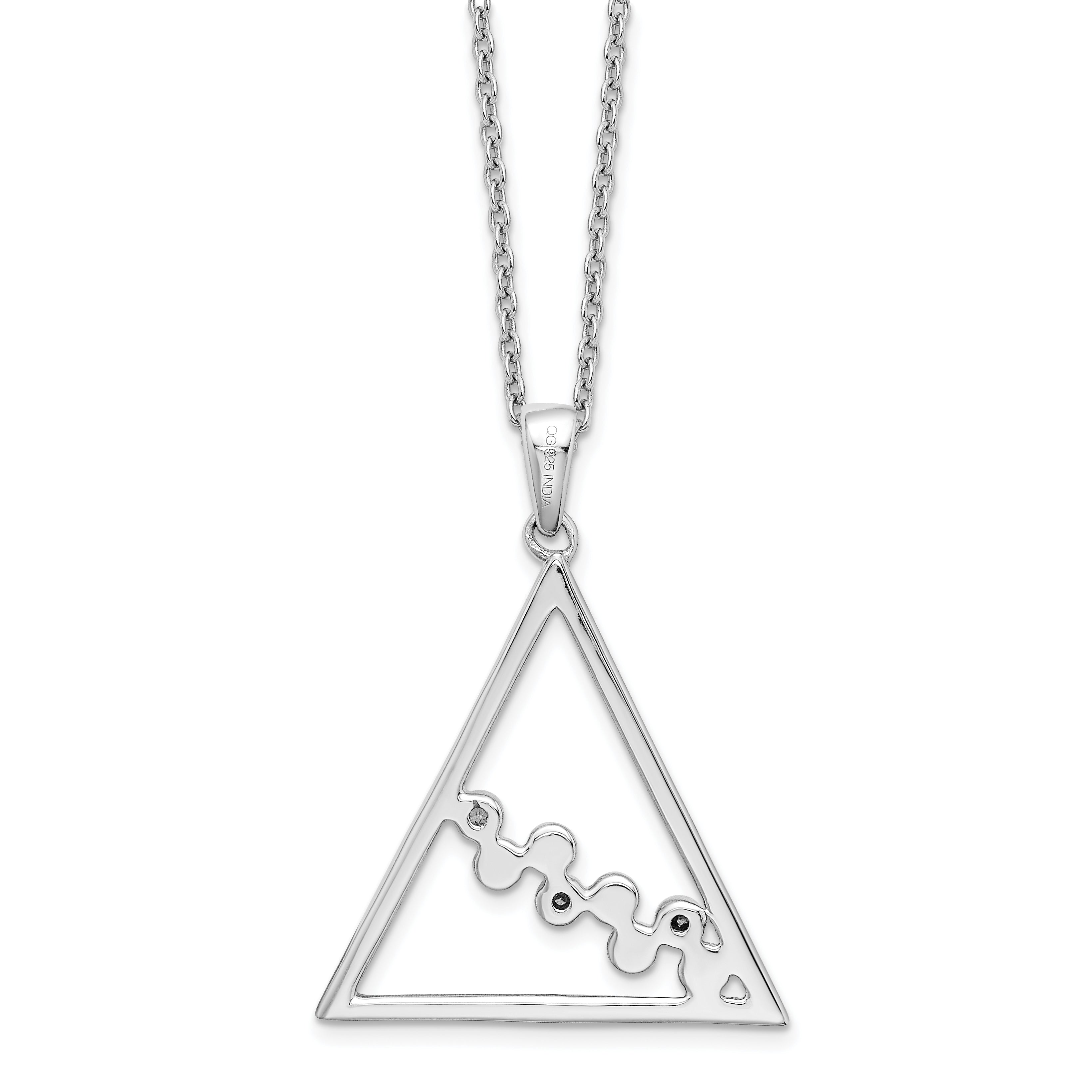 White Ice Sterling Silver Rhodium-plated 18 Inch Diamond Open Triangle Necklace with 2 Inch Extender