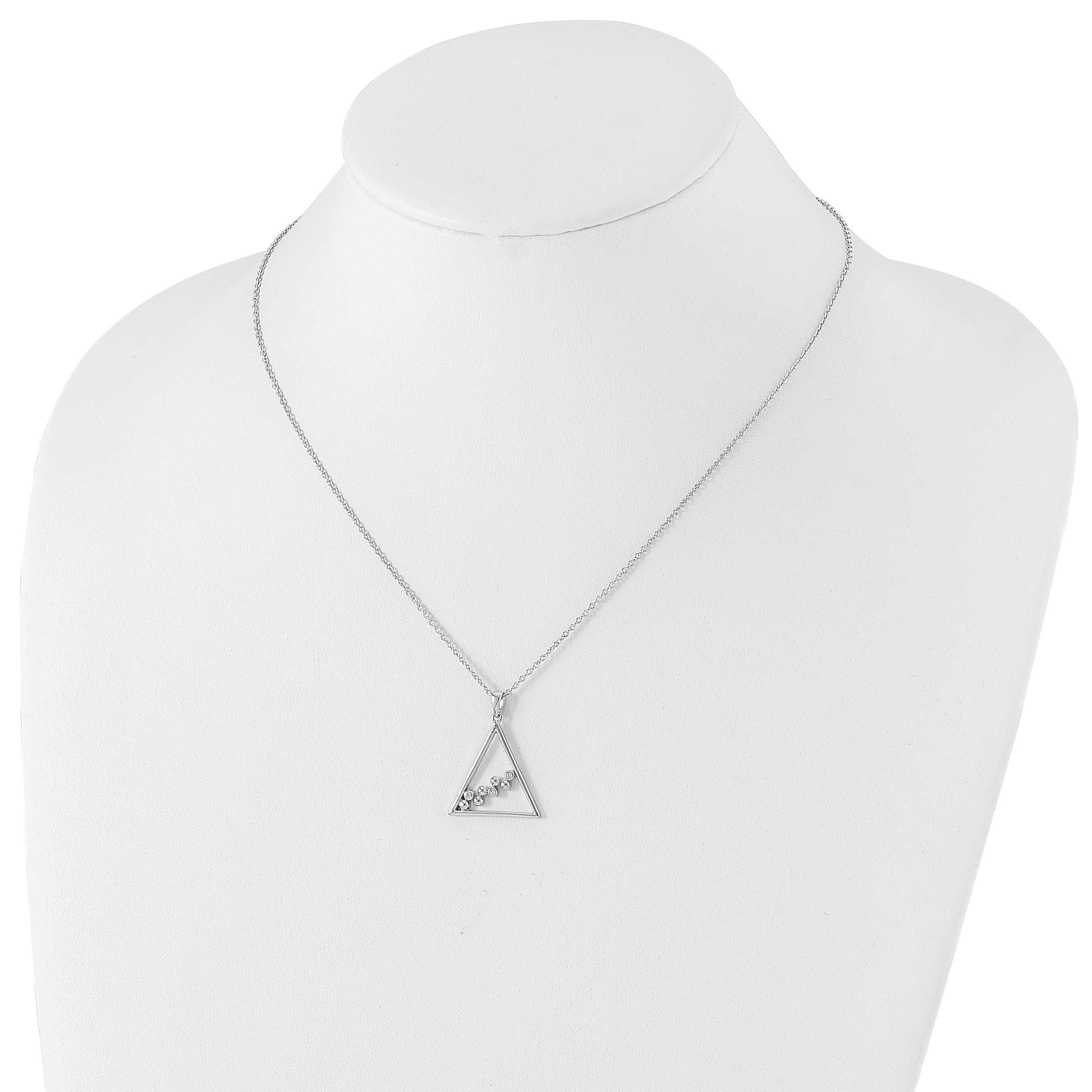 White Ice Sterling Silver Rhodium-plated 18 Inch Diamond Open Triangle Necklace with 2 Inch Extender