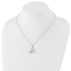 White Ice Sterling Silver Rhodium-plated 18 Inch Diamond Open Triangle Necklace with 2 Inch Extender