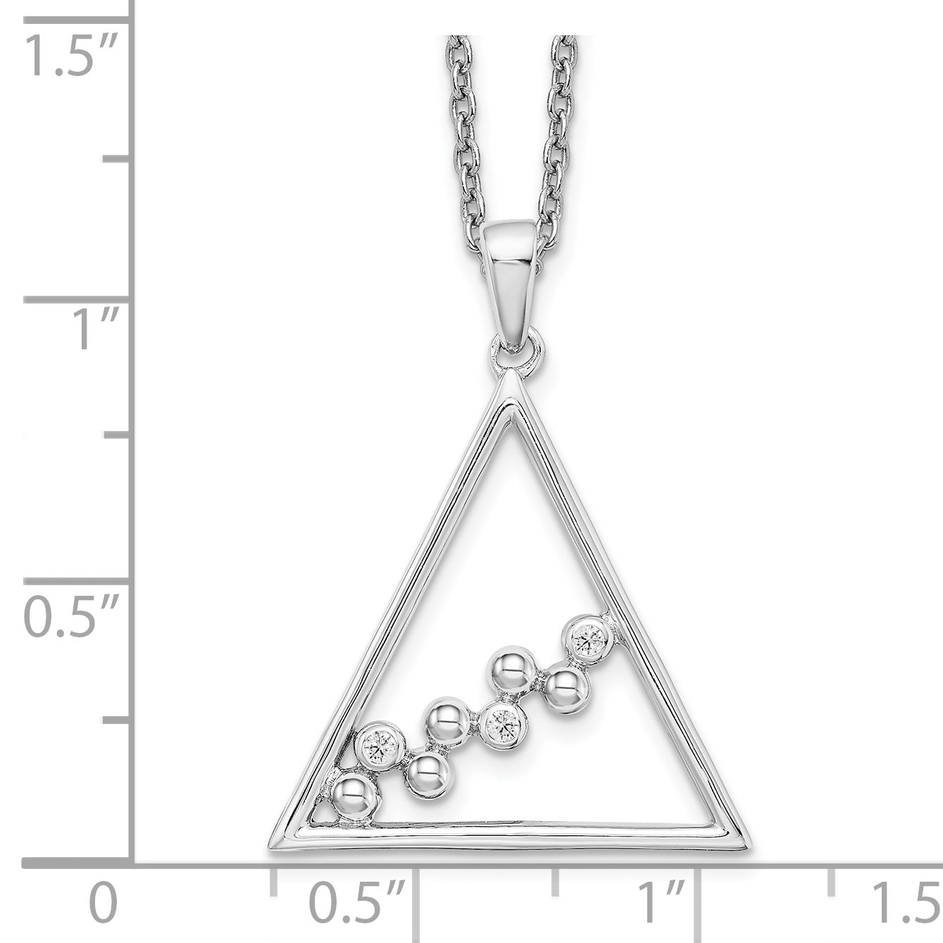 White Ice Sterling Silver Rhodium-plated 18 Inch Diamond Open Triangle Necklace with 2 Inch Extender