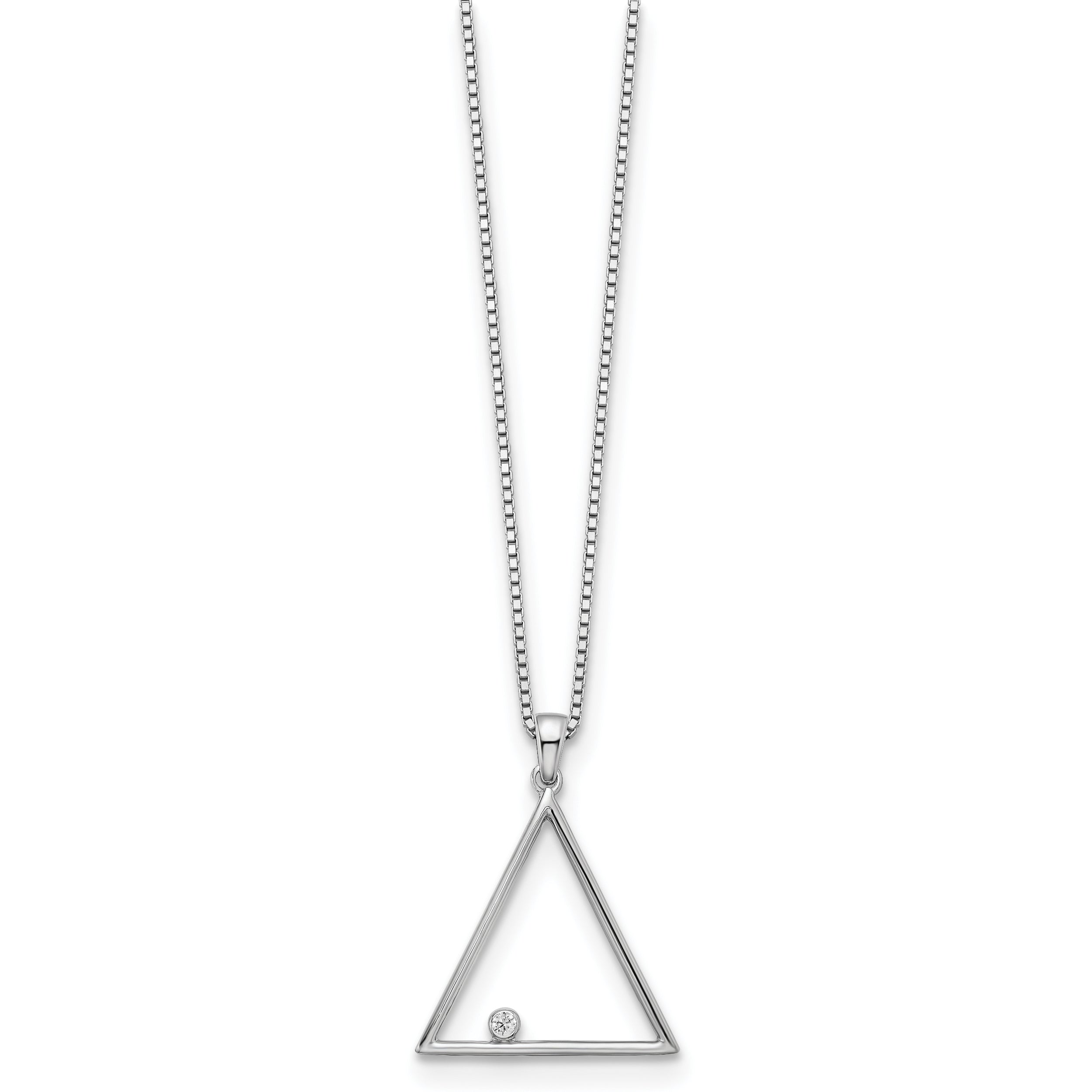 White Ice Sterling Silver Rhodium-plated 18 Inch Diamond Open Triangle Necklace with 2 Inch Extender