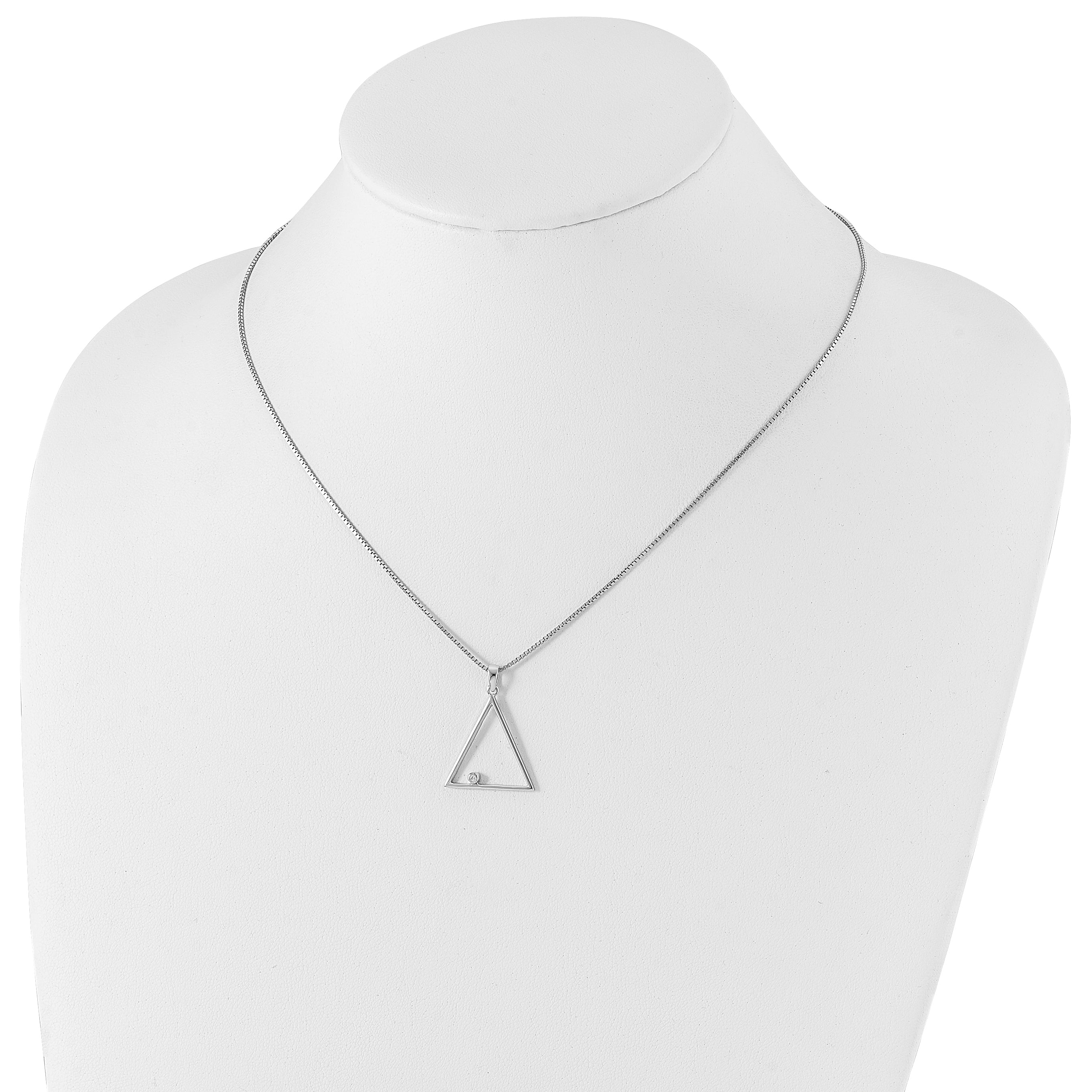 White Ice Sterling Silver Rhodium-plated 18 Inch Diamond Open Triangle Necklace with 2 Inch Extender