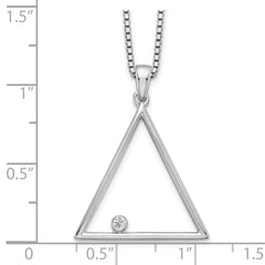 White Ice Sterling Silver Rhodium-plated 18 Inch Diamond Open Triangle Necklace with 2 Inch Extender