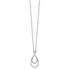 White Ice Sterling Silver Rhodium-plated 18 Inch Diamond Fancy Teardrop Necklace with 2 Inch Extender