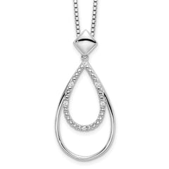 White Ice Sterling Silver Rhodium-plated 18 Inch Diamond Fancy Teardrop Necklace with 2 Inch Extender