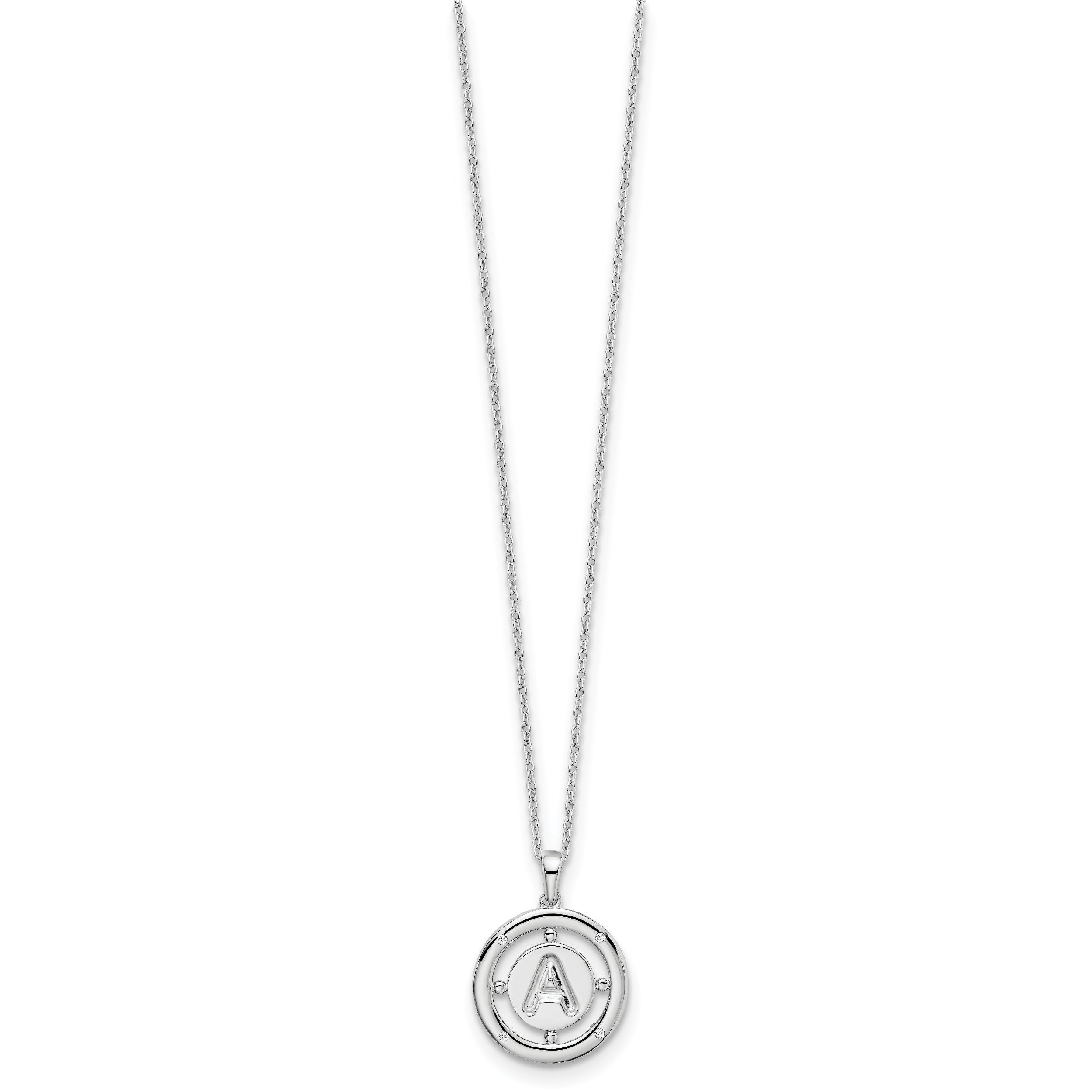 White Ice Sterling Silver Rhodium-plated 18 Inch Diamond Letter A Initial Necklace with 2 Inch Extender