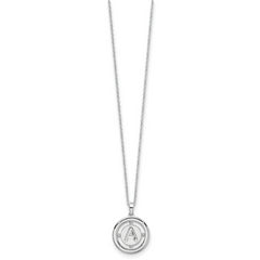 White Ice Sterling Silver Rhodium-plated 18 Inch Diamond Letter A Initial Necklace with 2 Inch Extender