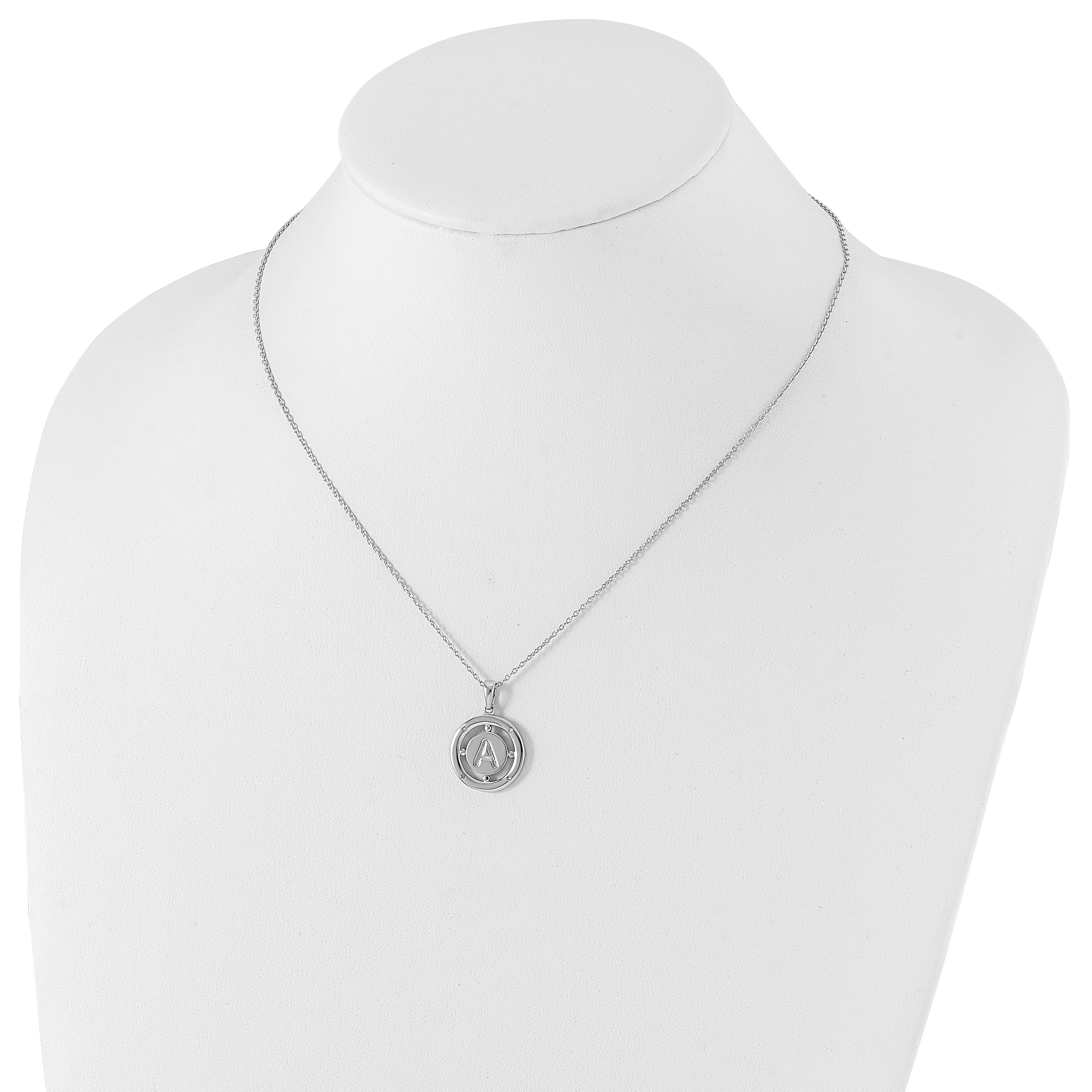 White Ice Sterling Silver Rhodium-plated 18 Inch Diamond Letter A Initial Necklace with 2 Inch Extender