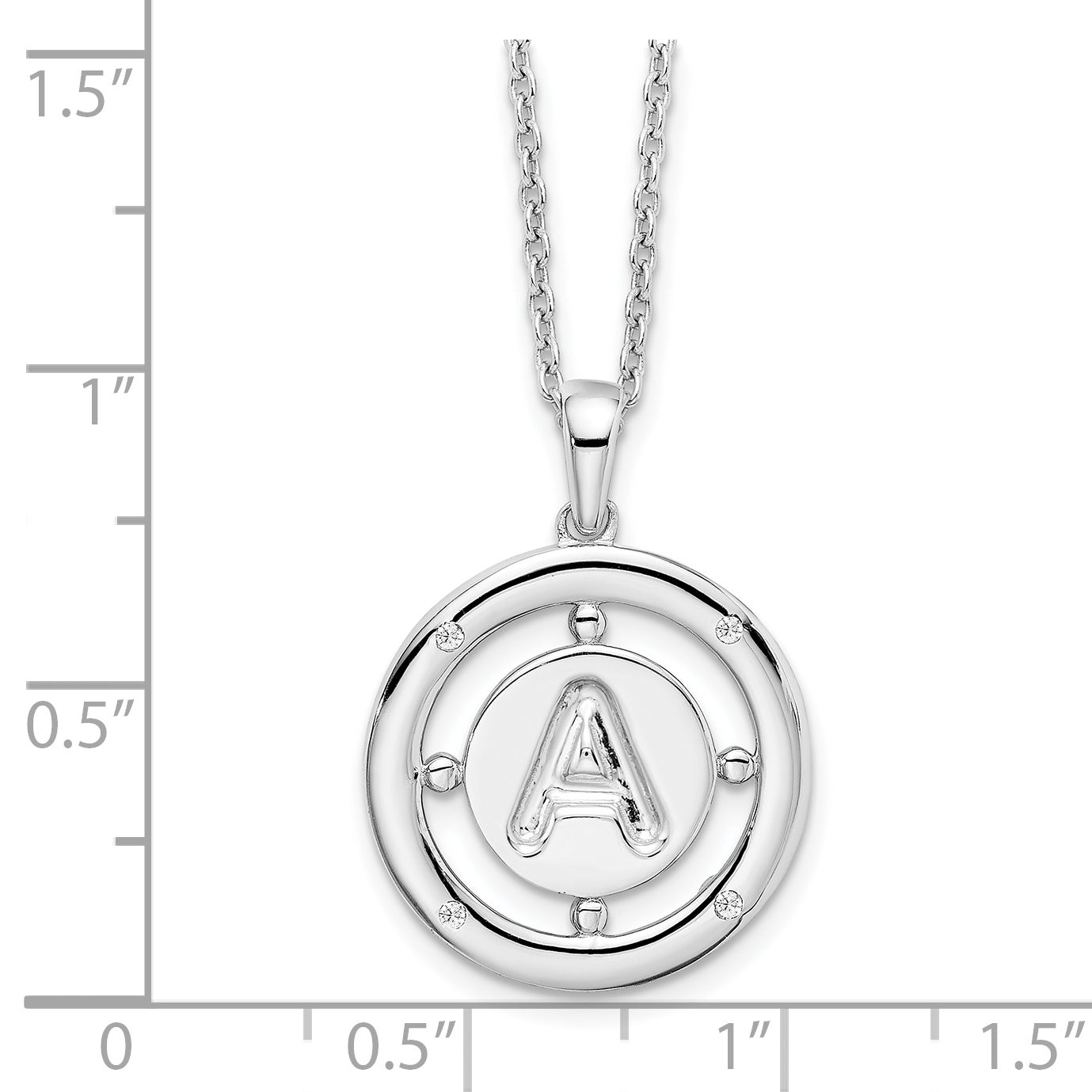 White Ice Sterling Silver Rhodium-plated 18 Inch Diamond Letter A Initial Necklace with 2 Inch Extender