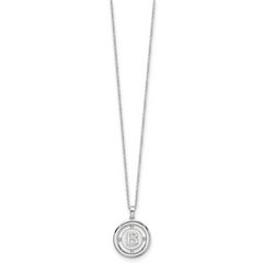 White Ice Sterling Silver Rhodium-plated 18 Inch Diamond Letter B Initial Necklace with 2 Inch Extender